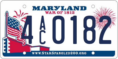 MD license plate 4AC0182