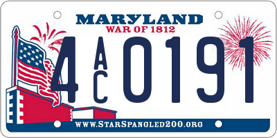 MD license plate 4AC0191