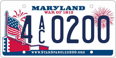 MD license plate 4AC0200