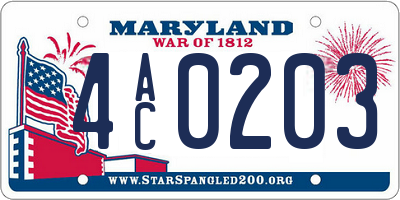 MD license plate 4AC0203