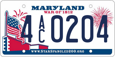 MD license plate 4AC0204