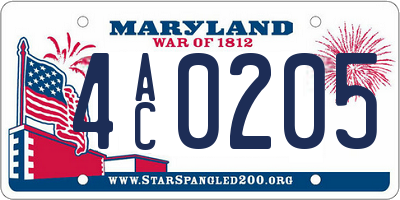 MD license plate 4AC0205