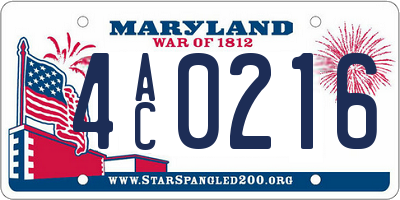 MD license plate 4AC0216
