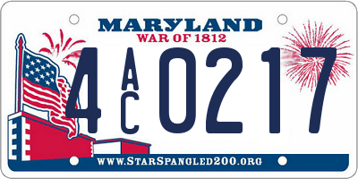 MD license plate 4AC0217