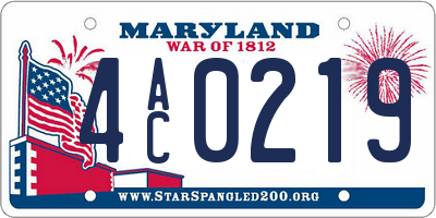 MD license plate 4AC0219