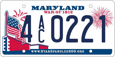 MD license plate 4AC0221
