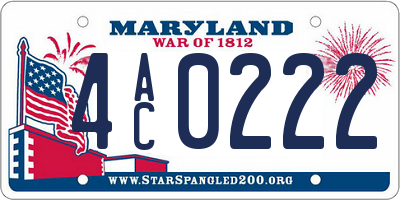 MD license plate 4AC0222
