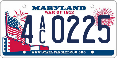 MD license plate 4AC0225