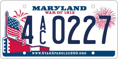 MD license plate 4AC0227