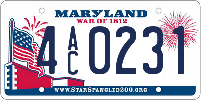 MD license plate 4AC0231