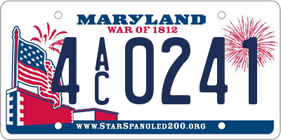 MD license plate 4AC0241