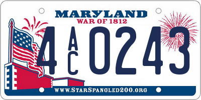MD license plate 4AC0243