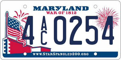 MD license plate 4AC0254