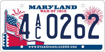 MD license plate 4AC0262