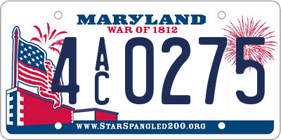 MD license plate 4AC0275