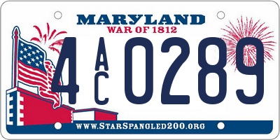 MD license plate 4AC0289