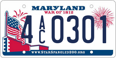 MD license plate 4AC0301