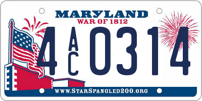 MD license plate 4AC0314