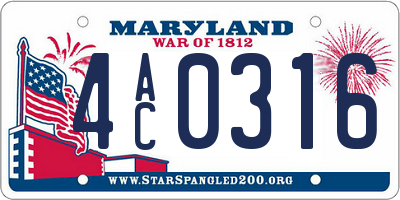 MD license plate 4AC0316