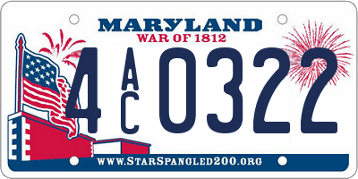MD license plate 4AC0322