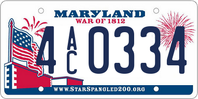 MD license plate 4AC0334