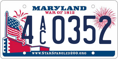 MD license plate 4AC0352