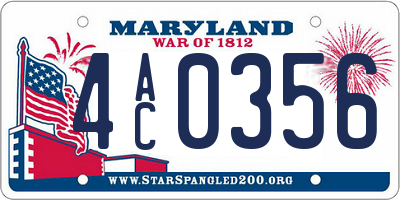 MD license plate 4AC0356