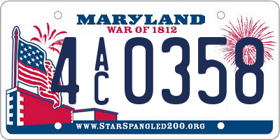 MD license plate 4AC0358
