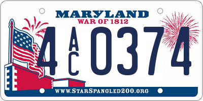 MD license plate 4AC0374