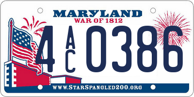 MD license plate 4AC0386