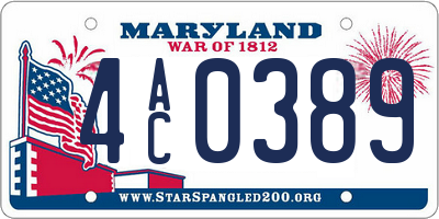 MD license plate 4AC0389