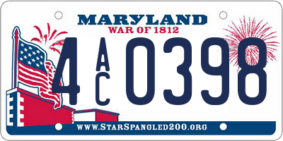 MD license plate 4AC0398