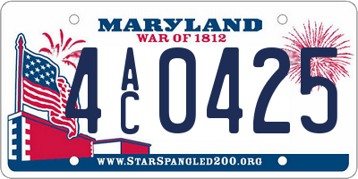 MD license plate 4AC0425