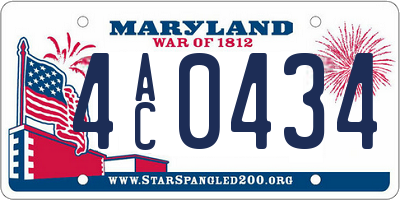 MD license plate 4AC0434