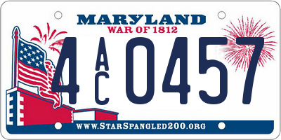 MD license plate 4AC0457