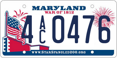 MD license plate 4AC0476