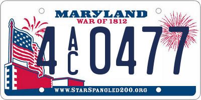 MD license plate 4AC0477