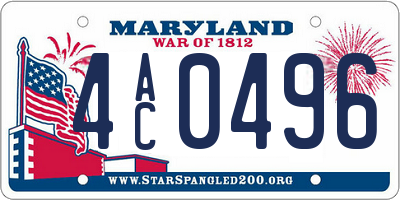 MD license plate 4AC0496