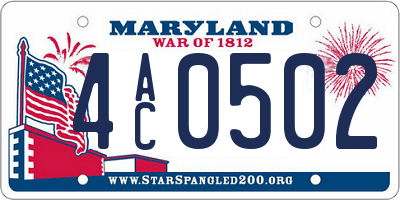 MD license plate 4AC0502