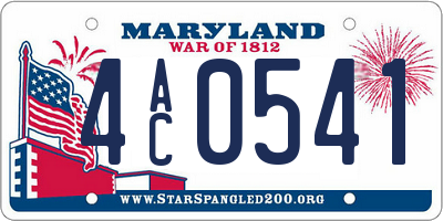 MD license plate 4AC0541