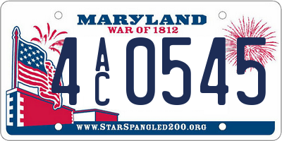 MD license plate 4AC0545
