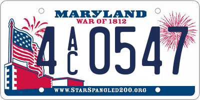 MD license plate 4AC0547