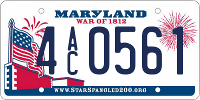 MD license plate 4AC0561