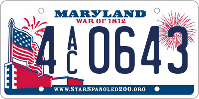 MD license plate 4AC0643