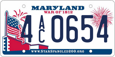 MD license plate 4AC0654