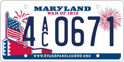 MD license plate 4AC0671