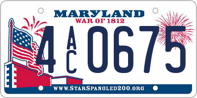 MD license plate 4AC0675