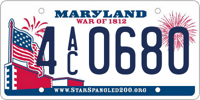 MD license plate 4AC0680