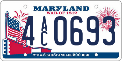 MD license plate 4AC0693