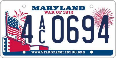 MD license plate 4AC0694